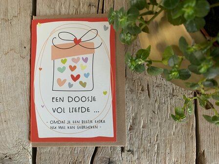 Wenskaart Spring  Een doosje vol liefde