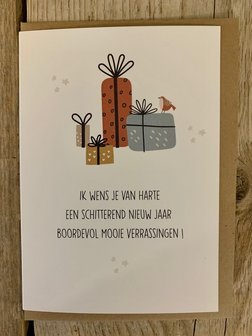 Kerstkaart Belle Ik wens je van harte een schitterend nieuw jaar boordevol mooie momenten !