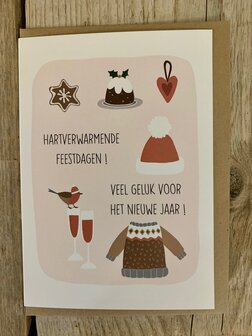 Kerstkaart Belle Hartverwarmende feestdagen ! Veel geluk voor het nieuwe jaar !