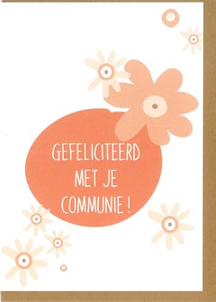 Communiekaart Occa communie oranje bloemen