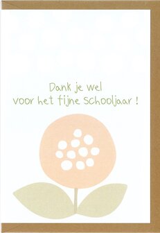 Wenskaart Fini dank je wel voor het fijne schooljaar  (bloemen)