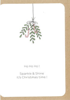 Kerstkaart Go Hohoho Sparkle and shine it&#039;s Christmastime 