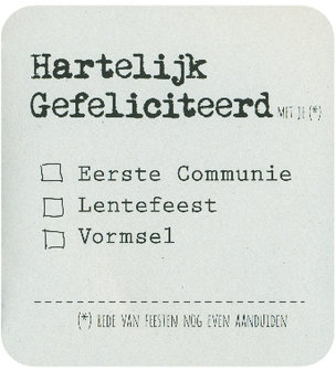 Wenskaart Prestige Communie Hartelijk gefeliciteerd ! Eerste Communie Lentefeest Vormsel